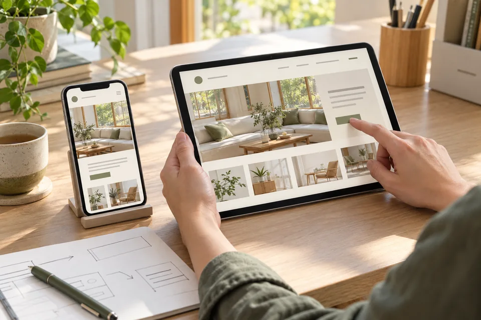 タブレットとスマートフォンで同じサイトの表示や導線を確認する手元