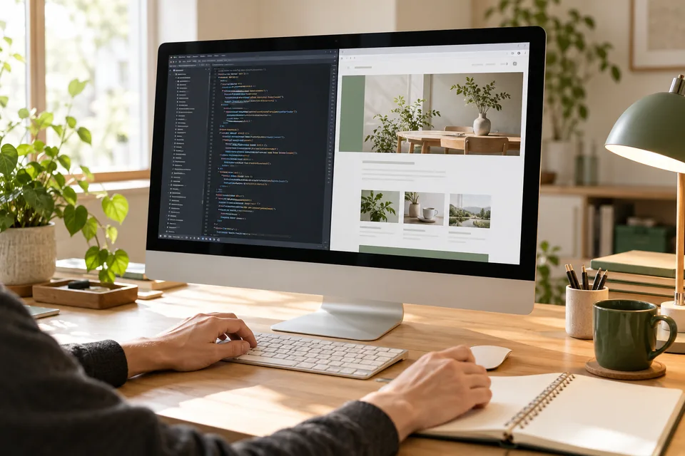 コードとサイトの表示を並べた画面で、公開後の保守内容を確認するワークスペース